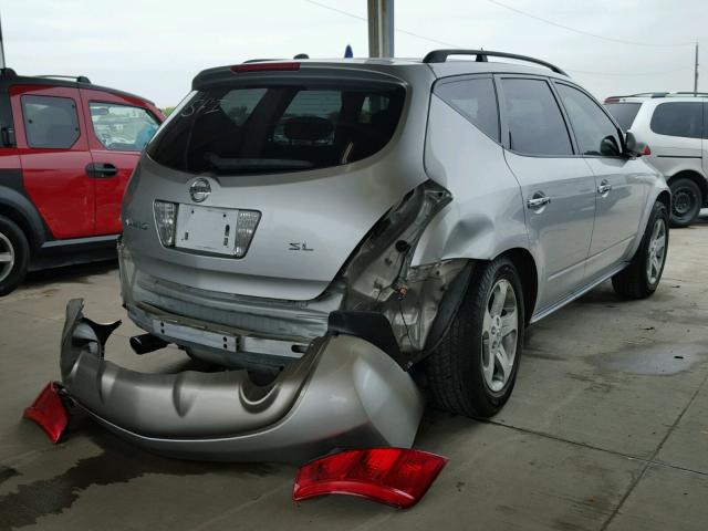 JN8AZ08T74W203127 - 2004 NISSAN MURANO SL SILVER photo 4