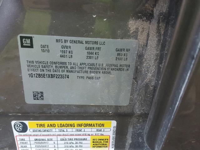 1G1ZB5E1XBF223574 - 2011 CHEVROLET MALIBU LS Qəhvəyi foto 10