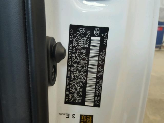 JTKJF5C73C3042411 - 2012 TOYOTA SCION TC 白色 照片 10