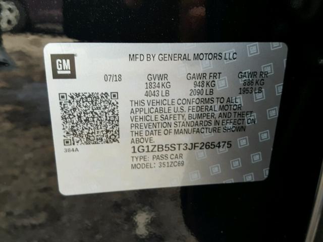 1G1ZB5ST3JF265475 - 2018 CHEVROLET MALIBU LS Qara foto 10