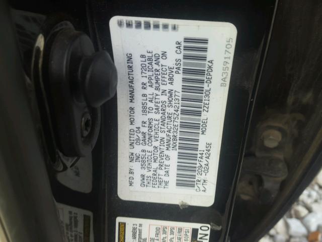 1NXBR32E75Z421377 - 2005 TOYOTA COROLLA BLACK photo 10