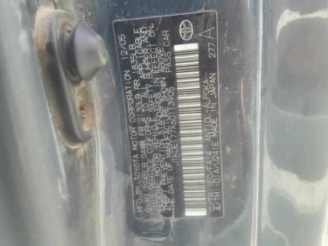 JTKDE177X60113905 - 2006 TOYOTA SCION TC 石墨色 照片 10