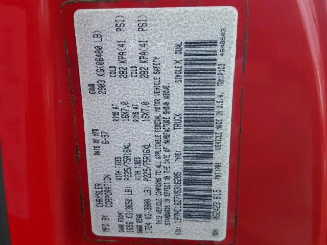 1B7HC16Z7VS316285 - 1997 DODGE RAM 1500 RED photo 10