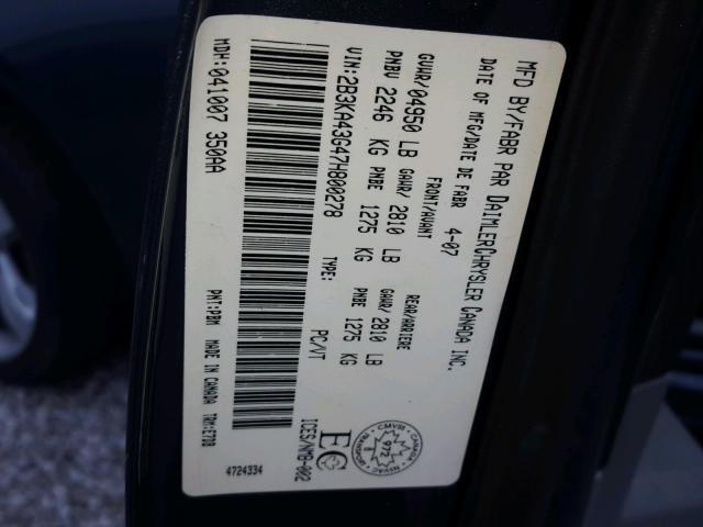 2B3KA43G47H800278 - 2007 DODGE CHARGER GRAY photo 10