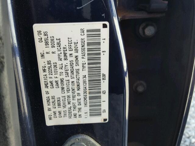 1HGCM56366A128134 - 2006 HONDA ACCORD SE BLUE photo 10