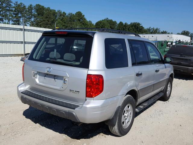 2HKYF18115H543985 - 2005 HONDA PILOT LX SILVER photo 4