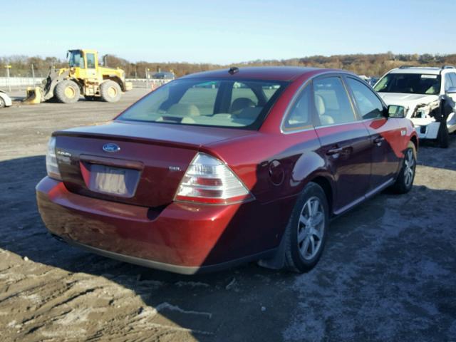 1FAHP24W48G111474 - 2008 FORD TAURUS SEL RED photo 4