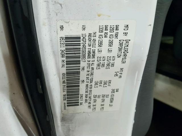 1D4GP24R55B399517 - 2005 DODGE GRAND CARA WHITE photo 10