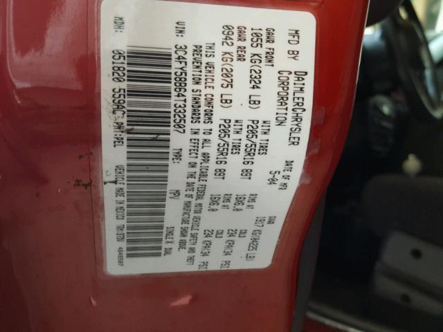 3C4FY58B64T332507 - 2004 CHRYSLER PT CRUISER BURGUNDY photo 10