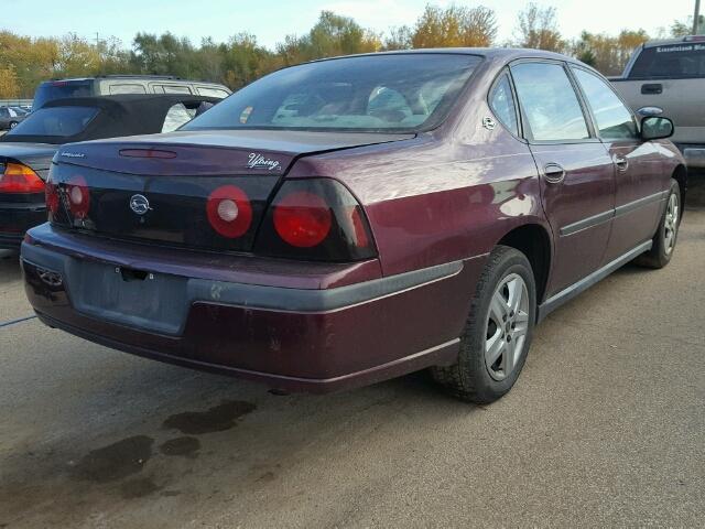 2G1WF52E149213199 - 2004 CHEVROLET IMPALA BURGUNDY photo 4