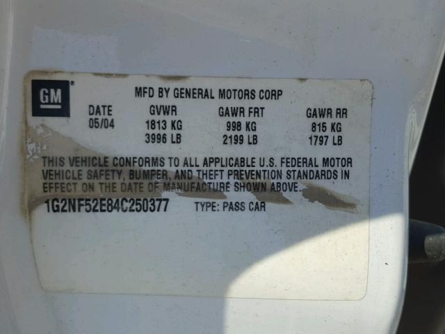 1G2NF52E84C250377 - 2004 PONTIAC GRAND AM S თეთრი ფოტო 10