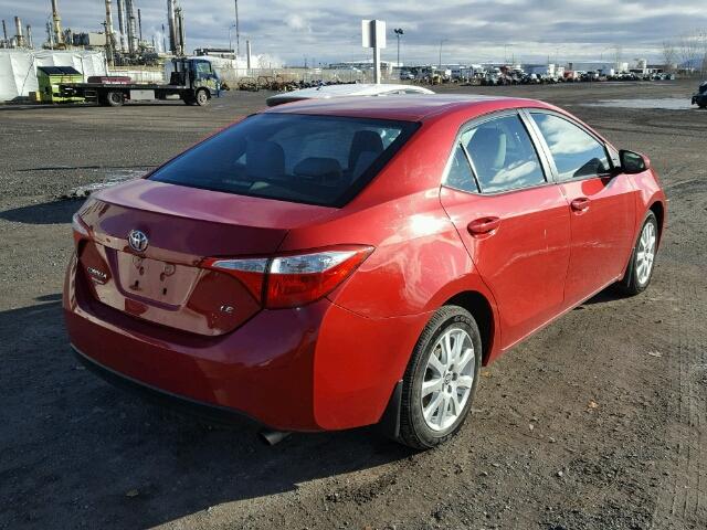 2T1BURHE6FC363788 - 2015 TOYOTA COROLLA L RED photo 4