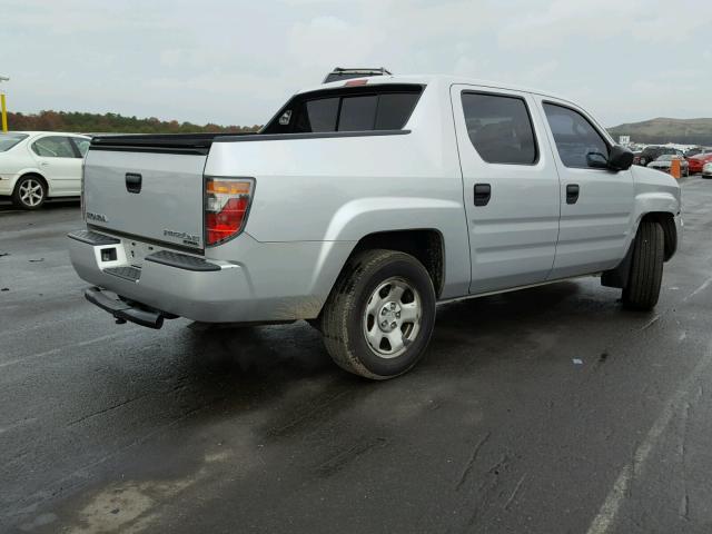 2HJYK162X7H532286 - 2007 HONDA RIDGELINE SILVER photo 4