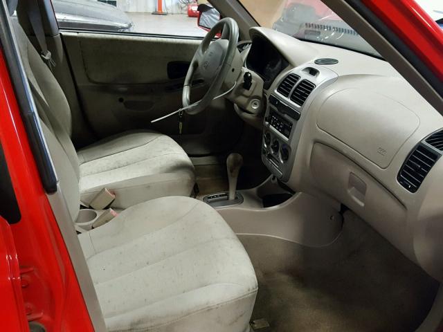 KMHCG45C25U634912 - 2005 HYUNDAI ACCENT GL RED photo 5