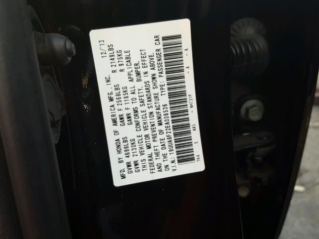 19UUA8F22EA006536 - 2014 ACURA TL BLACK photo 10