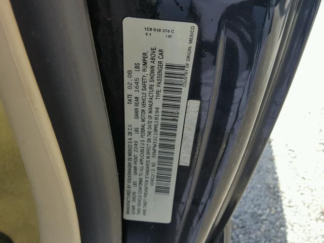 3VWPW31C18M518194 - 2008 VOLKSWAGEN NEW BEETLE 黑色 照片 10