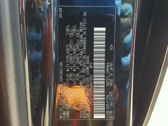 JTLKT324954001802 - 2005 TOYOTA SCION XB Negro foto 10