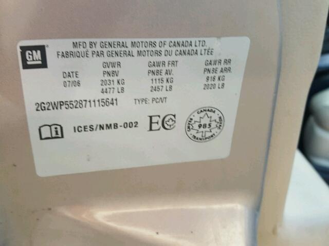 2G2WP552871115641 - 2007 PONTIAC GRAND PRIX ყავისფერი ფოტო 10
