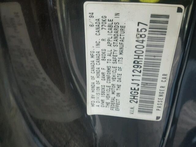 2HGEJ1129RH004857 - 1994 HONDA CIVIC EX 黑色 照片 10