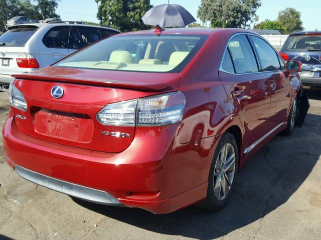 JTHBB1BA8A2020435 - 2010 LEXUS HS 250H RED photo 4