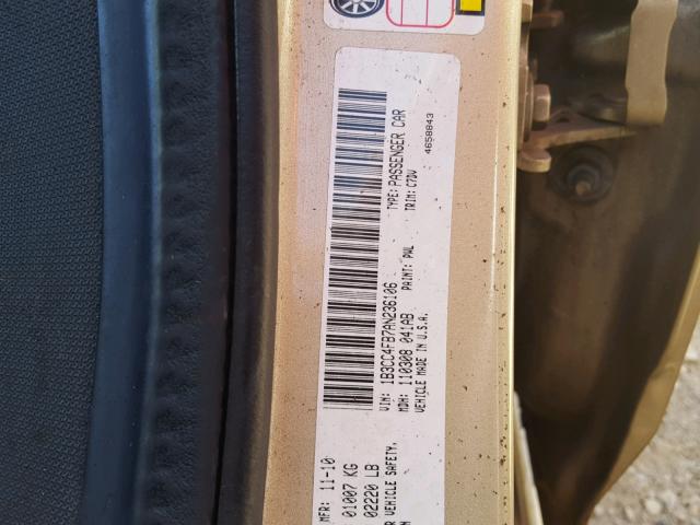 1B3CC4FB7AN236106 - 2010 DODGE AVENGER SX GOLD photo 10