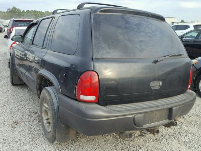 1B4HR38N62F185047 - 2002 DODGE DURANGO SP BLACK photo 3