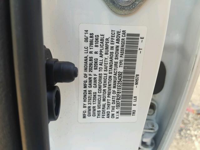 19XFB2F81EE254392 - 2014 HONDA CIVIC EX 白色 照片 10