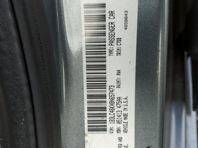 1B3LC46KX8N657473 - 2008 DODGE AVENGER SE GRAY photo 10