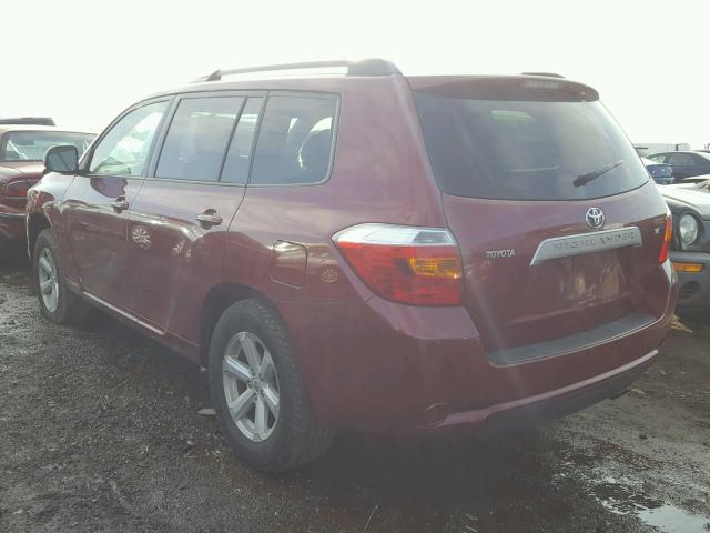 JTEDS41A082013398 - 2008 TOYOTA HIGHLANDER BURGUNDY photo 3