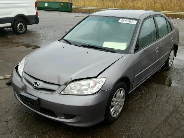 1HGES165X5L028372 - 2005 HONDA CIVIC LX GRAY photo 2