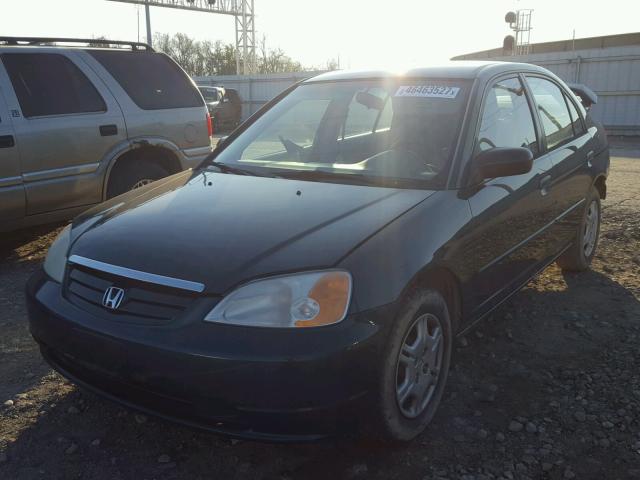 1HGES16541L036087 - 2001 HONDA CIVIC LX GREEN photo 2