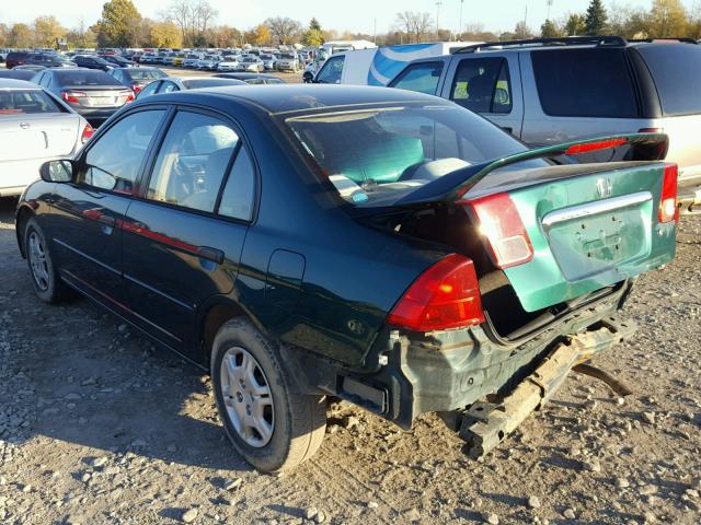 1HGES16541L036087 - 2001 HONDA CIVIC LX GREEN photo 3