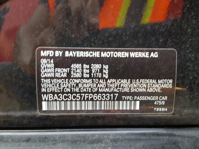 WBA3C3C57FP663317 - 2015 BMW 320 I BLACK photo 10