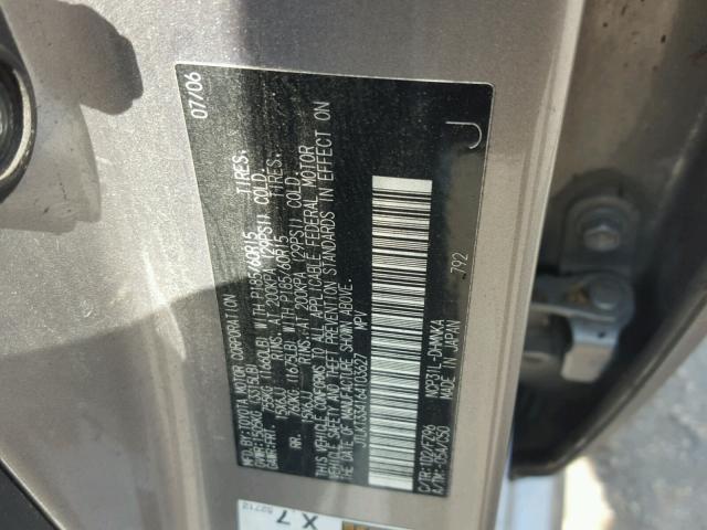 JTLKT334164103627 - 2006 TOYOTA SCION XB Күміс фото 10