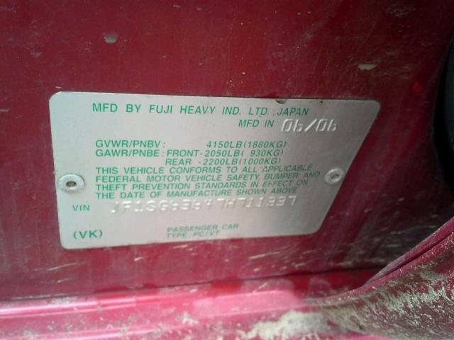 JF1SG63647H711337 - 2007 SUBARU FORESTER 2 RED photo 10