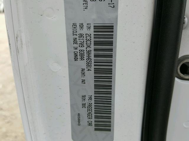 2C3CDXL90HH656814 - 2017 DODGE CHARGER SR WHITE photo 10