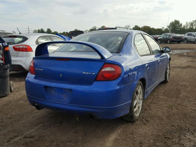 1B3AS66S24D533056 - 2004 DODGE NEON SRT-4 BLUE photo 4