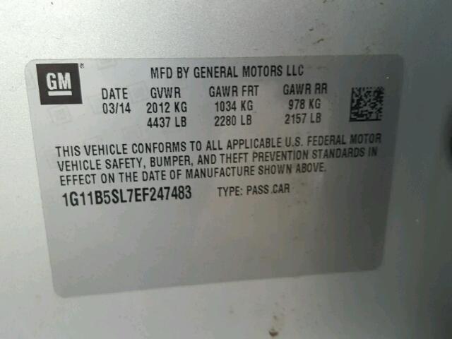 1G11B5SL7EF247483 - 2014 CHEVROLET MALIBU LS SILVER photo 10