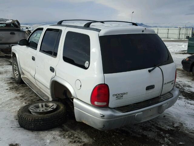 1D4HS58N43F582232 - 2003 DODGE DURANGO SL WHITE photo 3