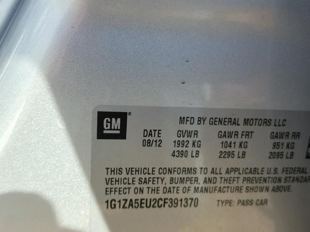 1G1ZA5EU2CF391370 - 2012 CHEVROLET MALIBU LS 银色 照片 10