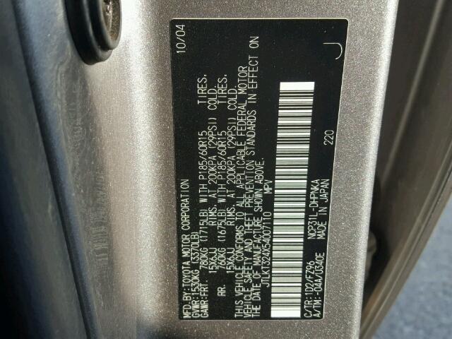 JTLKT324X54007110 - 2005 TOYOTA SCION XB Күміс фото 10