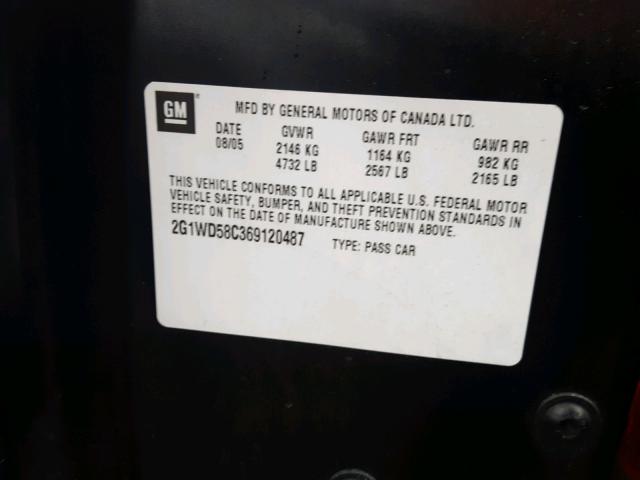 2G1WD58C369120487 - 2006 CHEVROLET IMPALA SUP 黑色 照片 10