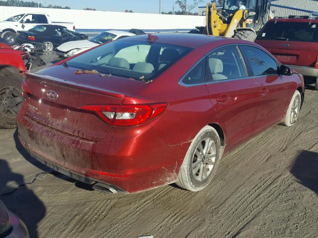 5NPE24AF2GH366114 - 2016 HYUNDAI SONATA SE RED photo 4