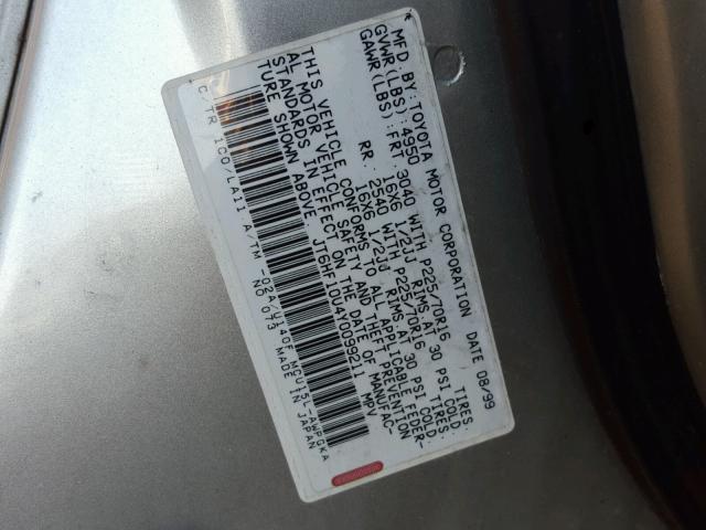 JT6HF10U4Y0099211 - 2000 LEXUS RX 300 SILVER photo 10