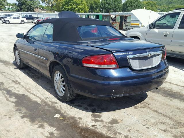 1C3EL55R22N339838 - 2002 CHRYSLER SEBRING LX BLUE photo 3