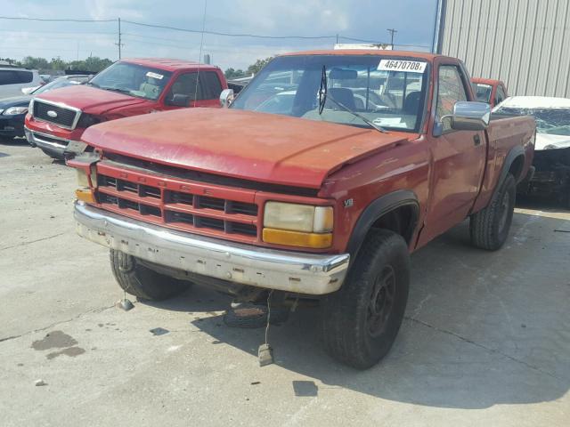 1B7GG66Y5MS293401 - 1991 DODGE DAKOTA SPO RED photo 2