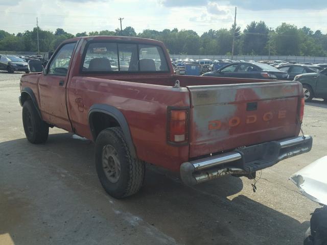 1B7GG66Y5MS293401 - 1991 DODGE DAKOTA SPO RED photo 3