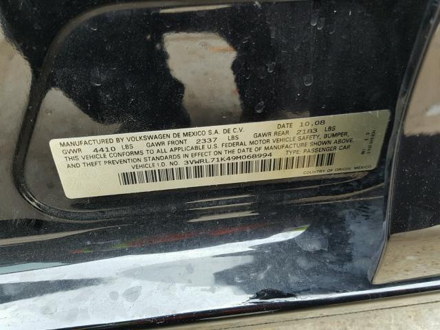 3VWRL71K49M068994 - 2009 VOLKSWAGEN JETTA TDI BLACK photo 10