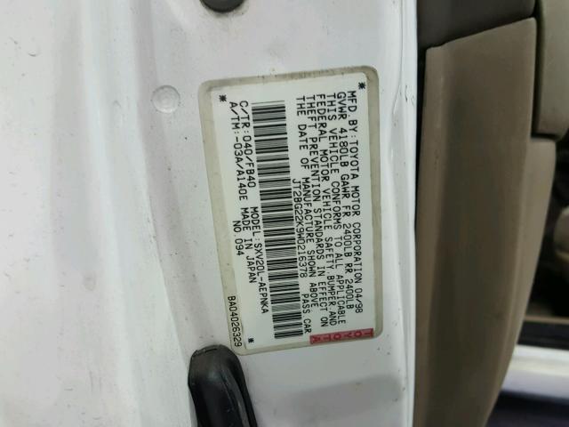 JT2BG22K9W0216378 - 1998 TOYOTA CAMRY CE WHITE photo 10