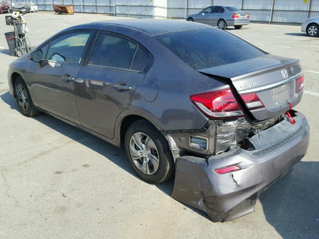 19XFB2F59DE238400 - 2013 HONDA CIVIC LX GRAY photo 3